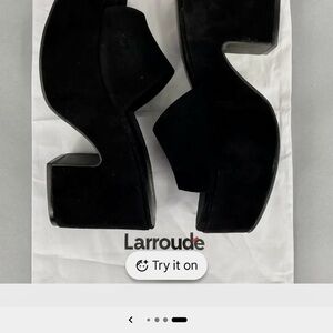 Larroude Black Sculptural Platform Mules